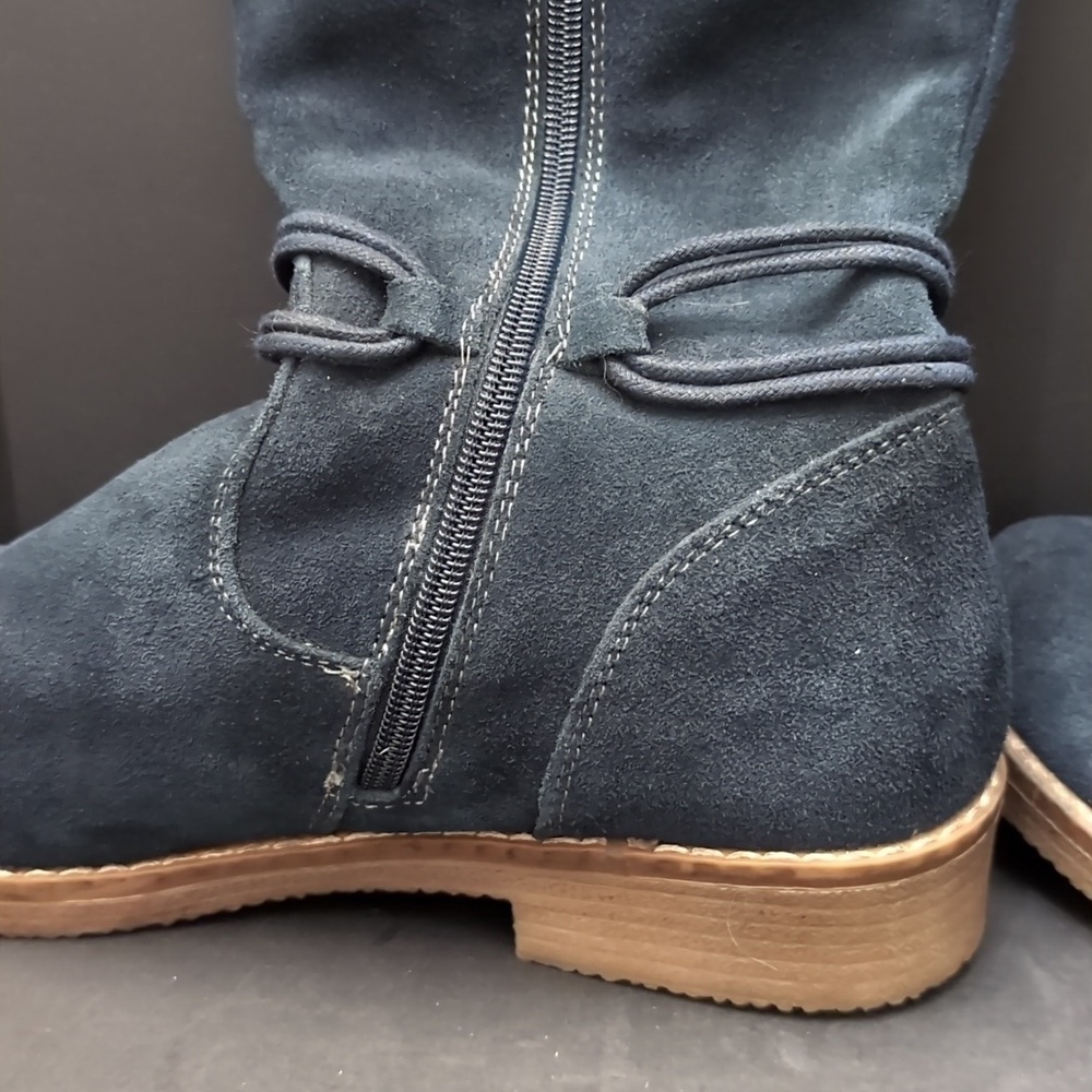 Reflexan Laufkomfort Woman's Blue Suede Leather Mid-caf Zippered Boots,Size 40 - Picture 4 of 12